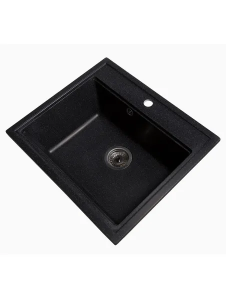 Мойка кухонная каменная квадратная Romzha Pătrat Antracit 901, 600x520x200 мм - 2