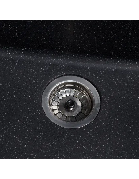 Мойка кухонная каменная квадратная Romzha Pătrat Antracit 901, 600x520x200 мм - 4