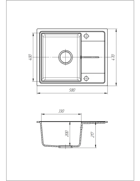 Мойка кухонная каменная прямоугольная Romzha Cerand Teracotă 701, 580x470x200 мм - 6