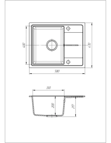 Мийка кухонна кам`яна прямокутна Romzha Cerand Antracit 901, 580x470x200 мм - 6