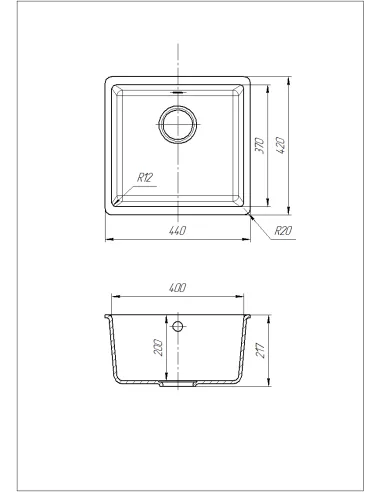Мойка кухонная каменная квадратная Romzha Mira U-400 Maro 801, 440x420x217 мм - 7