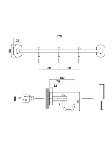 Рушникотримувач Q-Tap Liberty CRM 1154 - 3, 3 гачки - 2