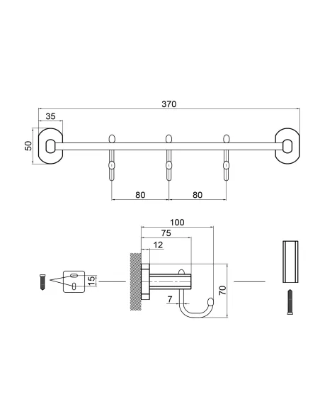 Рушникотримувач Q-Tap Liberty CRM 1154 - 3, 3 гачки - 2