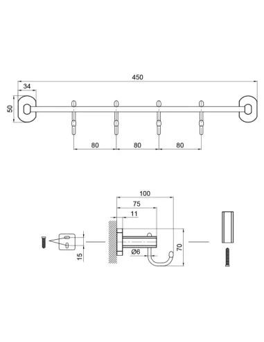 Рушникотримувач Q-Tap Liberty CRM 1154 - 4, 4 гачки - 2