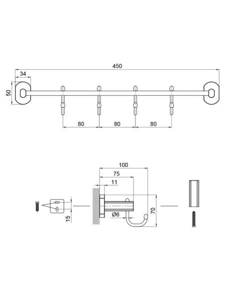 Рушникотримувач Q-Tap Liberty CRM 1154 - 4, 4 гачки - 2