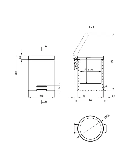 Ведро для мусора Q-Tap Liberty CRM 1149, 5 л - 2