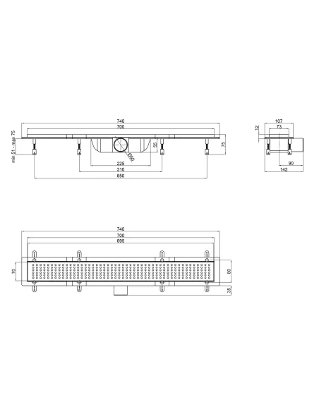 Душовий трап Q-Tap Dry FB304 - 700, з сухим затвором, 700 мм - 2