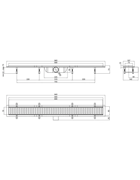 Душевой трап Q-tap Dry FB304-900, с сухим затвором, 900 мм - 2