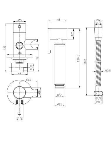 Набір для душу гігієнічного Q-Tap Inspai - Varius V00440001 CRM - 2
