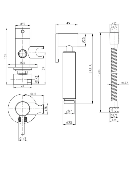 Набір для душу гігієнічного Q-Tap Inspai - Varius V00440001 CRM - 2