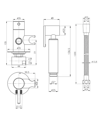 Набор для гигиенического душа Q-tap Inspai-Varius V00440001 BLA, черный - 2