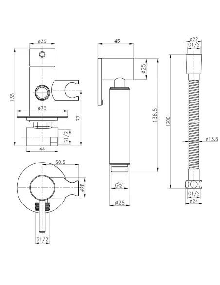 Набор для гигиенического душа Q-tap Inspai-Varius V00440001 BLA, черный - 2
