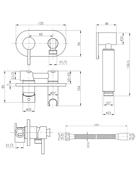 Набір для душу гігієнічного Q-Tap Inspai - Varius V00440501 CRM - 2