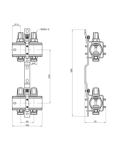 Колектор без витратоміра Icma 1 2 виходу №K005 - 2