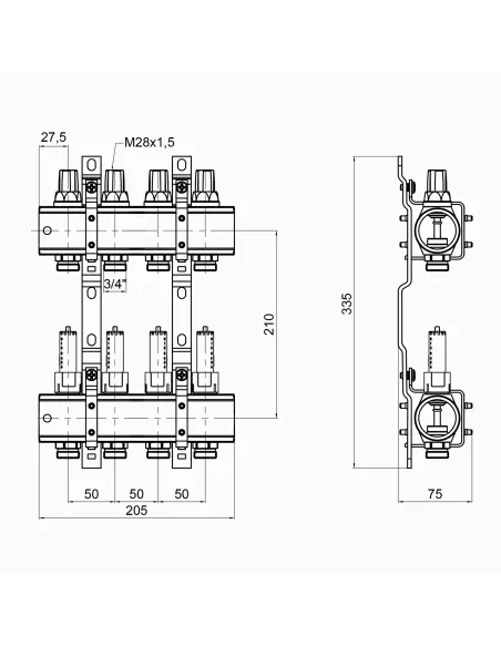 Колектор із витратоміром Icma 1 4 виходи №K013 - 2