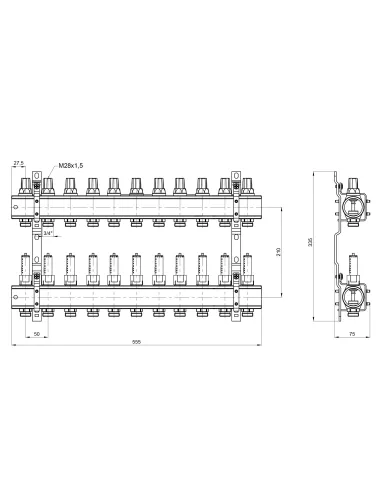 Колектор із витратоміром Icma 1 11 виходів №K013 - 2