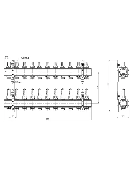 Колектор із витратоміром Icma 1 11 виходів №K013 - 2