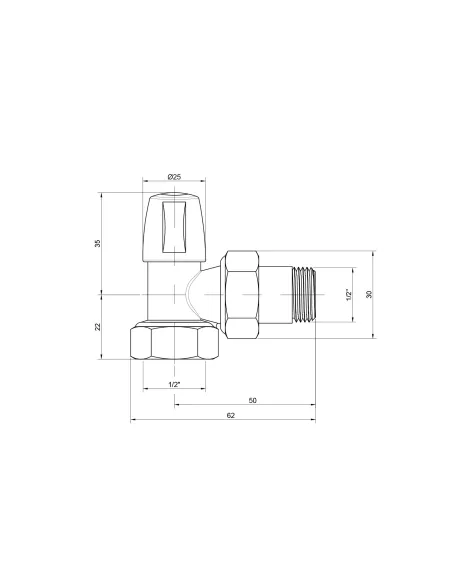 Кран радиаторный угловой Icma 1/2 без ручки №805 - 2