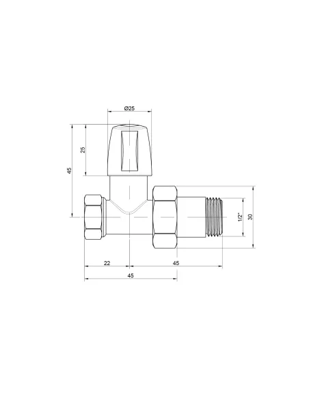 Кран радиаторный прямой Icma 1/2 без ручки №815 - 2