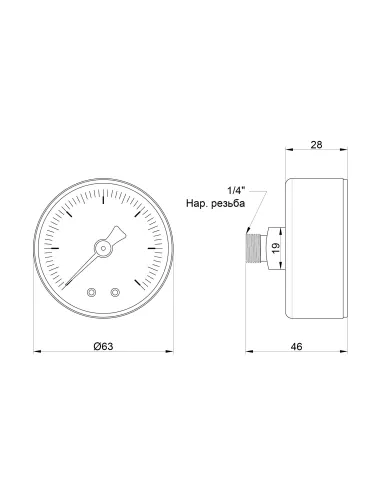 Манометр Icma 1/4 0-6 бар заднє підключення №243 - 2
