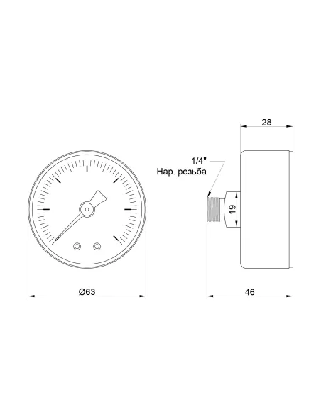 Манометр Icma 1/4 0-6 бар заднє підключення №243 - 2