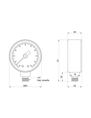 Манометр Icma 1/4 0-10 бар нижнее подключение №244 - 2