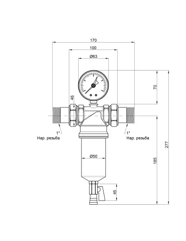 Самопромивний фільтр з манометром Icma 1 №751 - 2