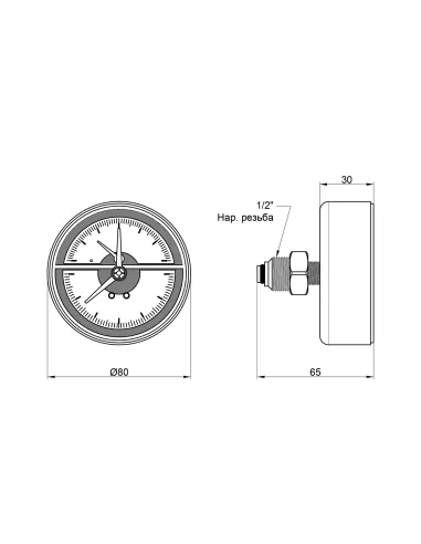 Термоманометр Icma 1/2 0-6 бар заднє підключення №259 - 2
