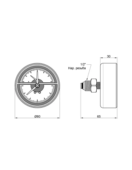 Термоманометр Icma 1/2 0-6 бар заднє підключення №259 - 2