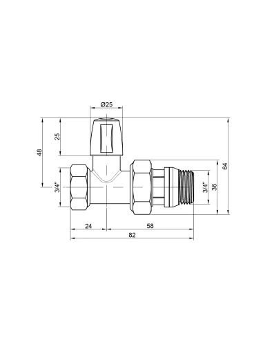 Кран радиаторный прямой Icma 3/4 с антипротечкой без ручки №815+940 - 2
