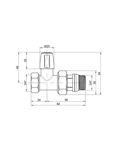 Кран радиаторный прямой Icma 3/4 с антипротечкой без ручки №815+940 - 2