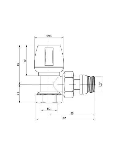 Кран радиаторный угловой Icma 1/2 с антипротечкой №803+940 - 2