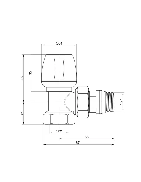Кран радиаторный угловой Icma 1/2 с антипротечкой №803+940 - 2 Кран радиаторный угловой Icma 1/2 с антипротечкой №803+940 - 2