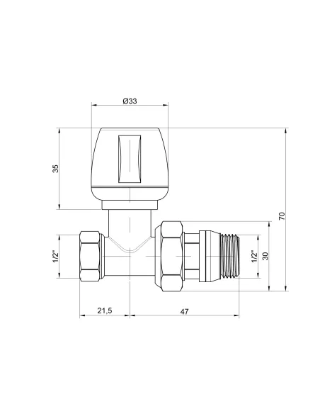 Кран радіаторний прямий Icma 1/2 з антипротечкою №813+940 - 2