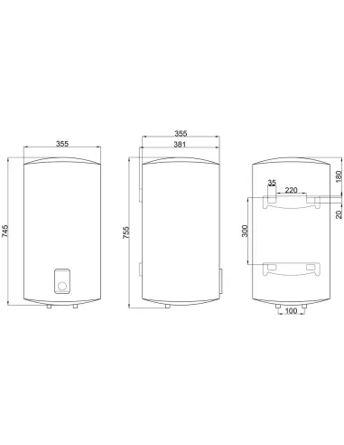 Бойлер Thermo Alliance Slim (D50V20J(D)1-K, 2 сухих ТЭНа, 50 л - 2