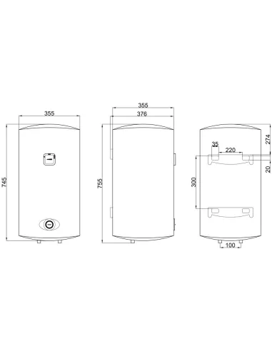 Бойлер Thermo Alliance Slim D50V15Q1, мокрый ТЭН, 50 л - 2