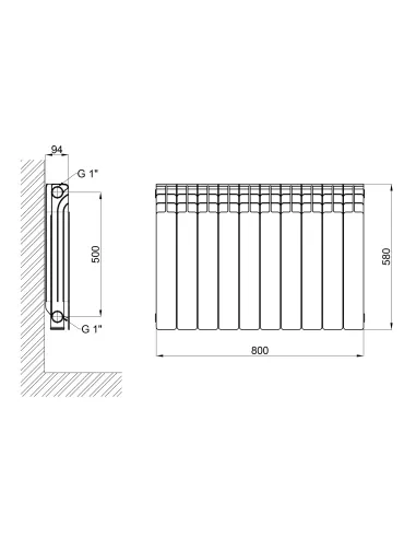Радиатор алюминиевый Thermo Alliance Line All-Vulcan 500/96 - 2