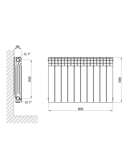 Радиатор алюминиевый Thermo Alliance Line All-Vulcan 500/96 - 2