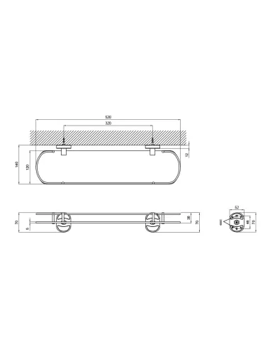 Полиця скляна Lidz CRG 114.09.02 скляна - 2