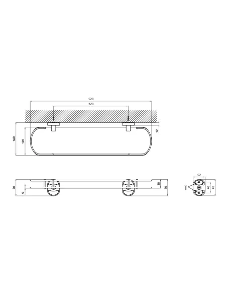 Полиця скляна Lidz CRG 114.09.02 скляна - 2