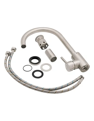 Змішувач для кухні з нержавіючої сталі Lidz CRM 12 32 015F-8 на гайці - 6