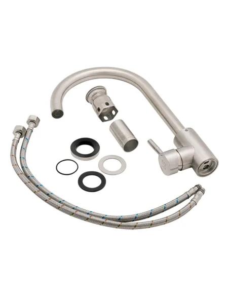 Змішувач для кухні з нержавіючої сталі Lidz CRM 12 32 015F-8 на гайці - 6