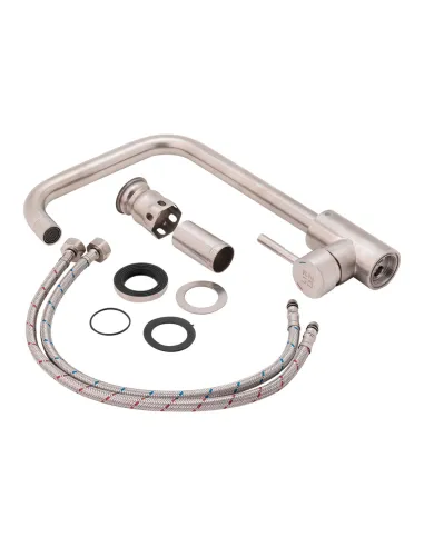 Смеситель для кухнииз нержавеющей стали Lidz CRM 12 32 015F-7 на гайке - 6