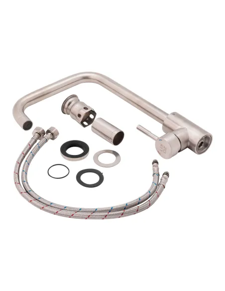 Смеситель для кухнииз нержавеющей стали Lidz CRM 12 32 015F-7 на гайке - 6