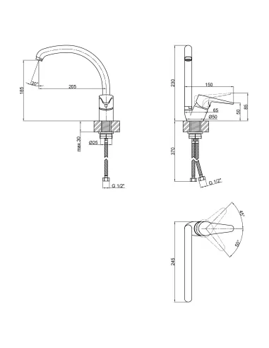 Смеситель для кухни Lidz CRM 14 34 008F-3, на гайке - 2