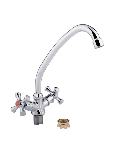 Смеситель для кухни двухвентильный Lidz CRM 30 21 271 01 на гайке - 3