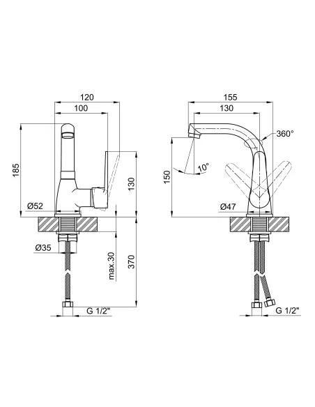 Змішувач для кухні Lidz CRM 14 34 014 05 на гайці - 2