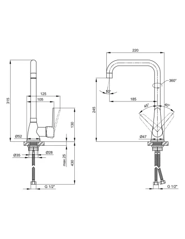 Смеситель для кухни Lidz CRM 14 34 014 07, на гайке - 2