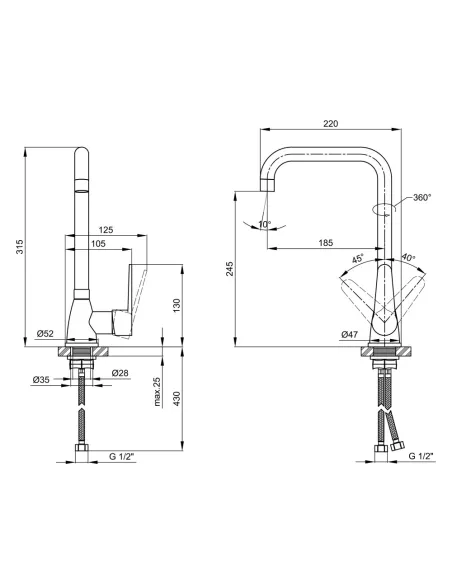 Смеситель для кухни Lidz CRM 14 34 014 07, на гайке - 2
