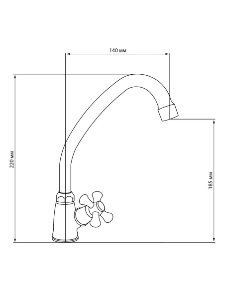 Кран на одну воду для кухни Lidz CRM 30 21 269 00, на гайке - 2